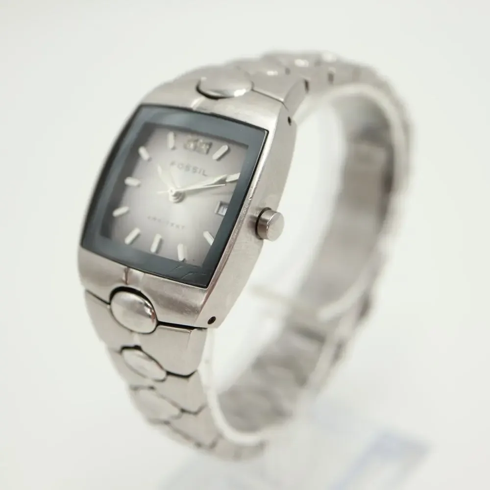 Fossil Arkitekt Silver Tone Square 26mm Womens Watch Steel FS2921 w New Battery
